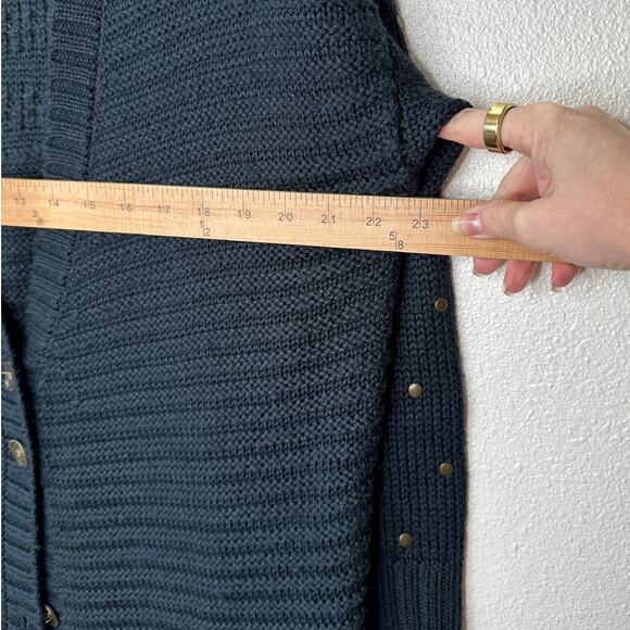 Volcom Black Knit Cardigan Gold Studded Sleeves Front Gold Buttons XS / S - Picture 15 of 16